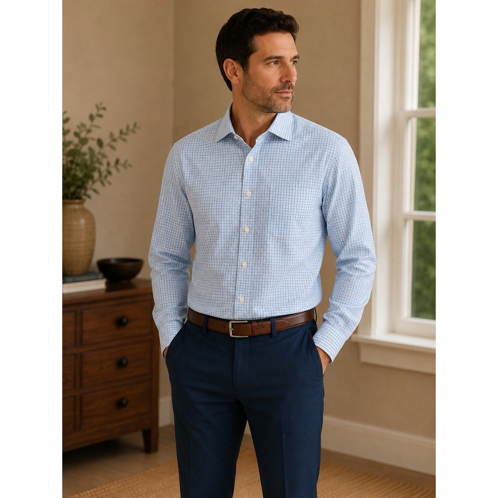 Peter Millar Crown Crafted Shirt XL Blue Plaid Long Sleeve Button Down
